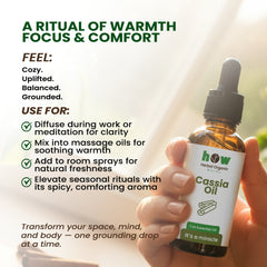 Cassia Oil by Herbal Organic Works – 100% Pure Essential Oil for Aromatherapy, Relaxation & Natural Cleansing (1 oz Glass Dropper Bottle)