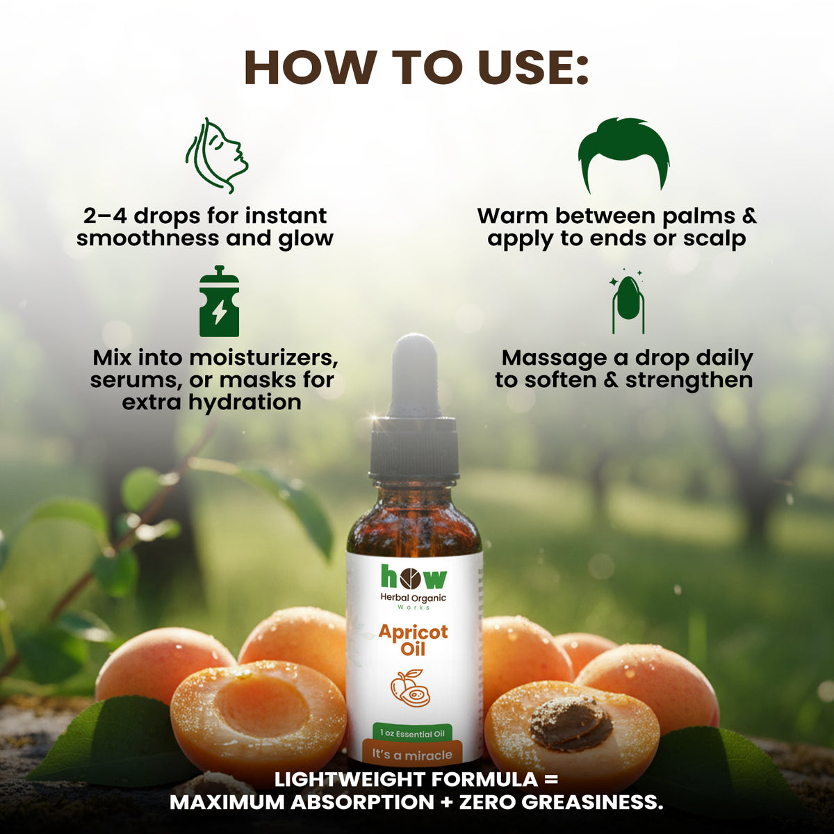 Apricot Essential Oil for Face, Skin & Hair