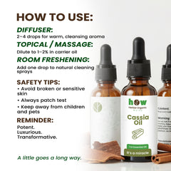 Cassia Oil by Herbal Organic Works – 100% Pure Essential Oil for Aromatherapy, Relaxation & Natural Cleansing (1 oz Glass Dropper Bottle)