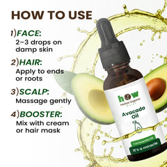 Avocado Oil – Herbal Organic Works 100% Pure Cold-Pressed Oil for Hair & Skin | Non-Greasy & Hexane-Free