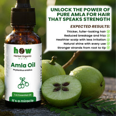 Amla Oil – Herbal Organic Works 100% Pure Cold-Pressed Oil for Hair & Skin | 1 oz Amber Glass Bottle with Dropper