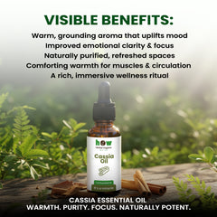 Cassia Oil by Herbal Organic Works – 100% Pure Essential Oil for Aromatherapy, Relaxation & Natural Cleansing (1 oz Glass Dropper Bottle)