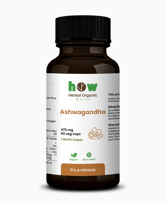 Ashwagandha Capsules – 100% Natural Stress & Anxiety Relief | Boost Energy, Focus & Wellness | 60 Capsules (1 Month Supplement)