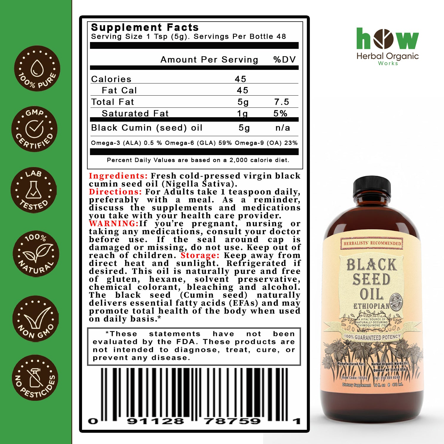 Black seed oil Nutrition Facts