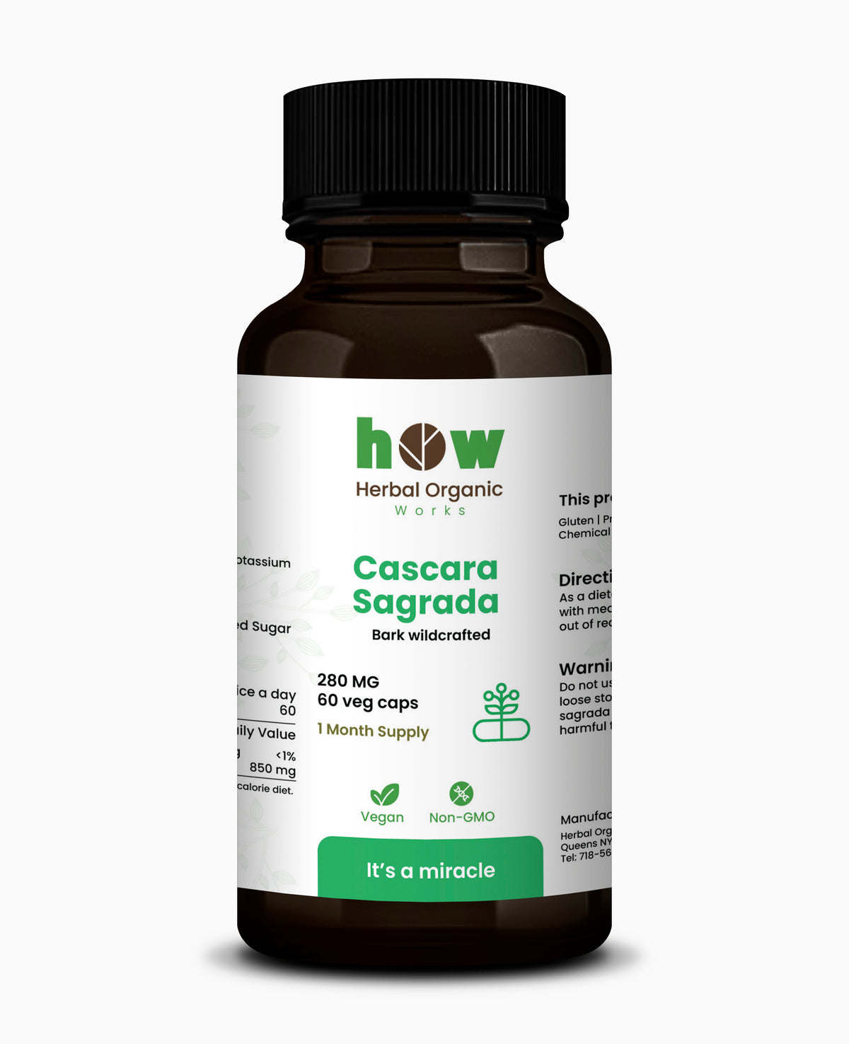 Cascara Sagrada Bark For constipation relief - 60 capsules