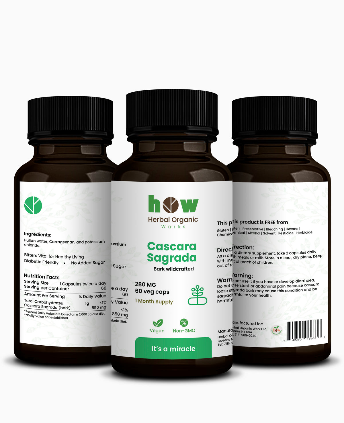 Cascara Sagrada Bark For constipation relief - 60 capsules