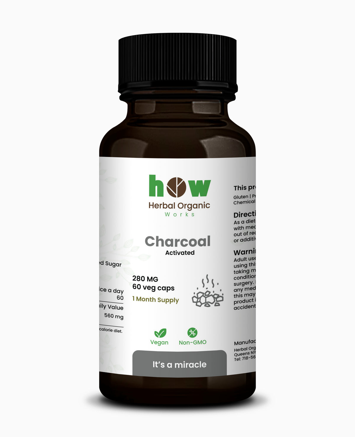 Charcoal Activated Capsule for Digestive Detox - 60 Capsules