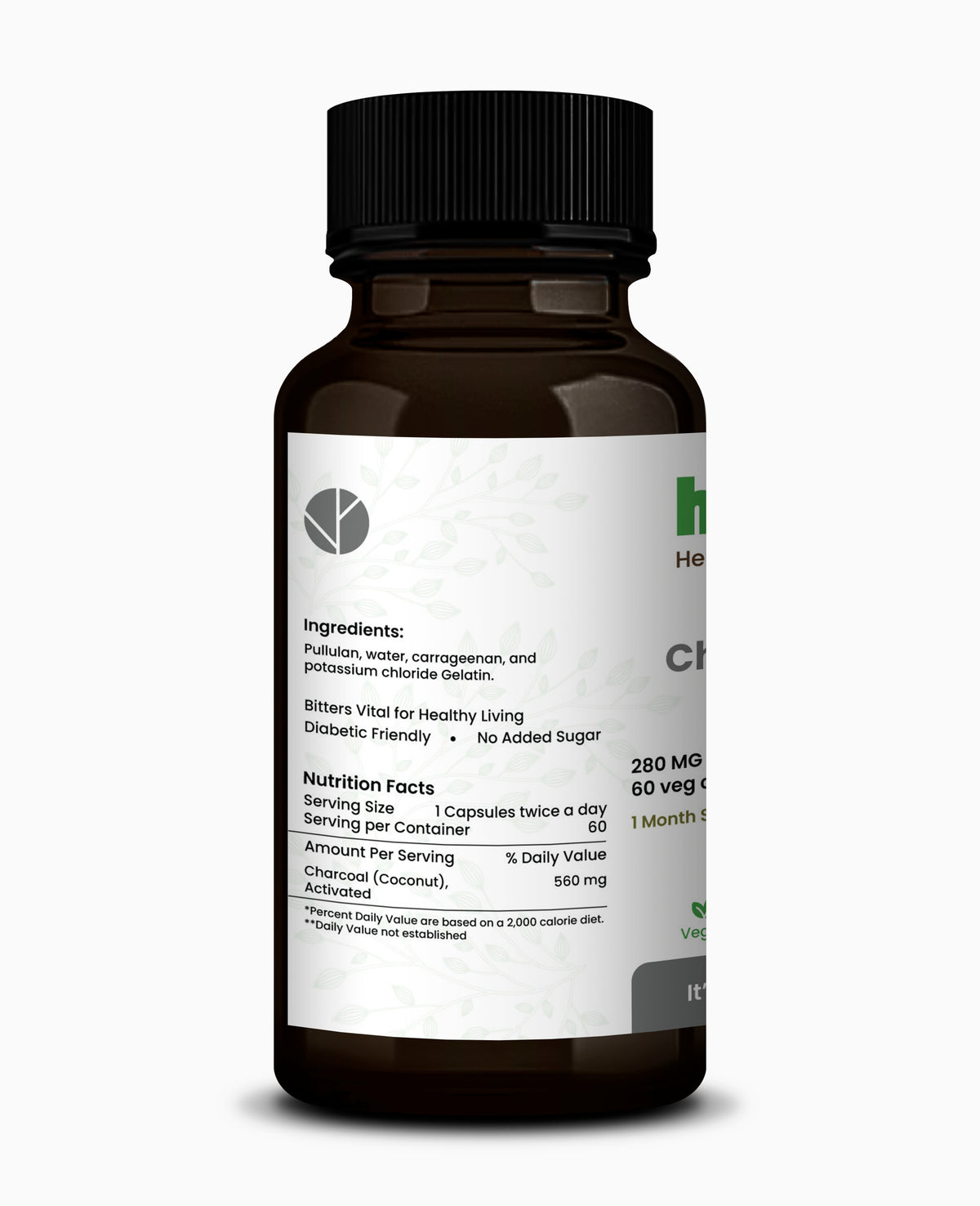 Charcoal Activated Capsule for Digestive Detox - 60 Capsules