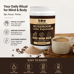 Mushroom Latte Espresso | Functional Mushroom Coffee with Shilajit & Curcumin