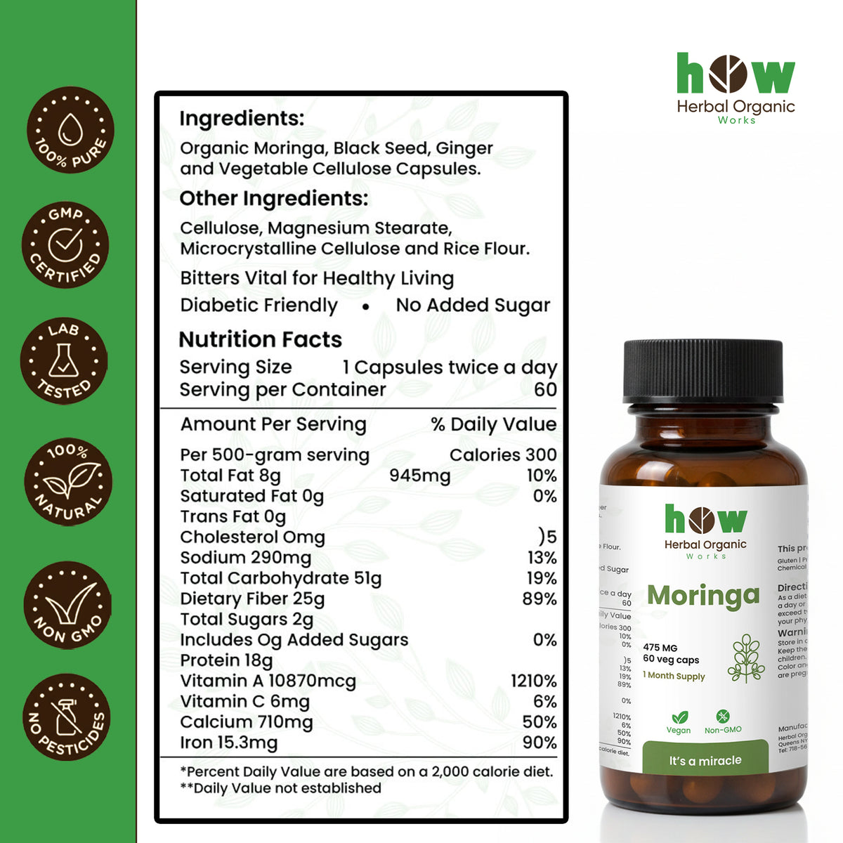 Moringa capsule Nutrition Facts