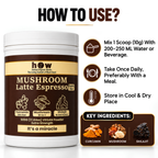 Organic Mushroom Coffee 10-in-1 Espresso Latte with Shilajit & Curcumin