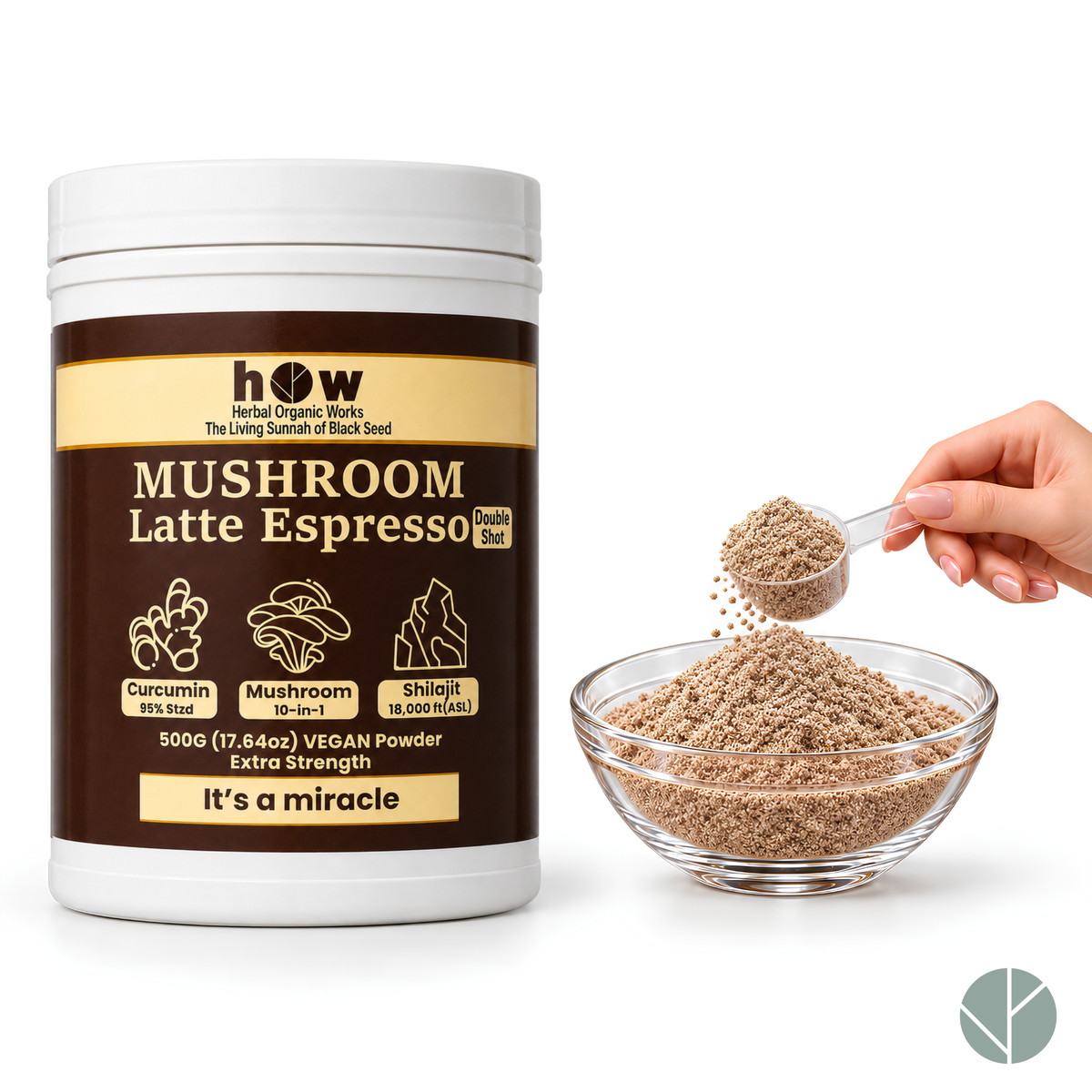 Organic Mushroom Coffee 10-in-1 Espresso Latte with Shilajit & Curcumin