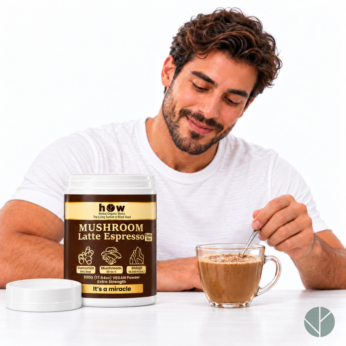 Organic Mushroom Coffee 10-in-1 Espresso Latte with Shilajit & Curcumin