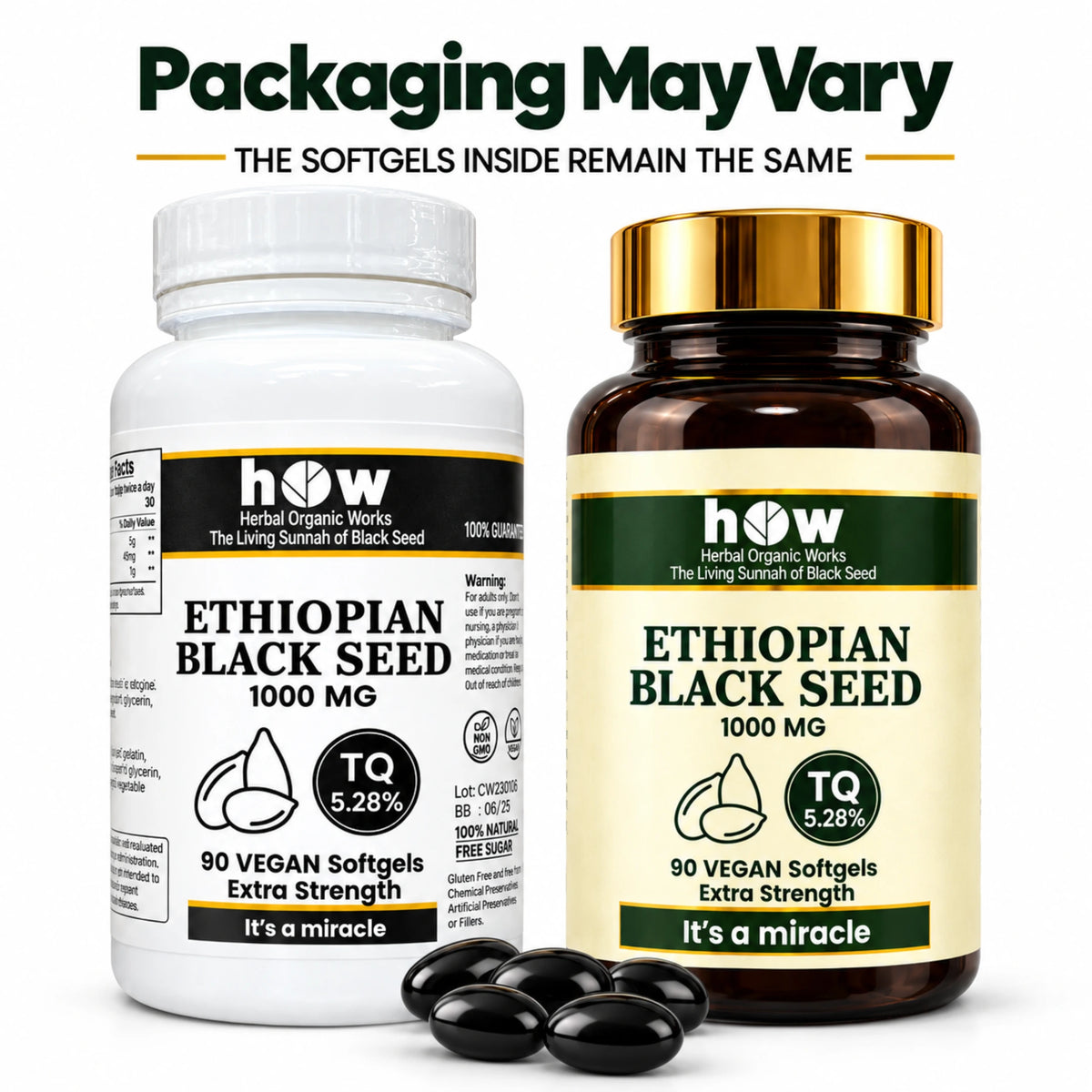 Ethiopian Black Seed Oil Capsules | 1000mg Vegan Softgels