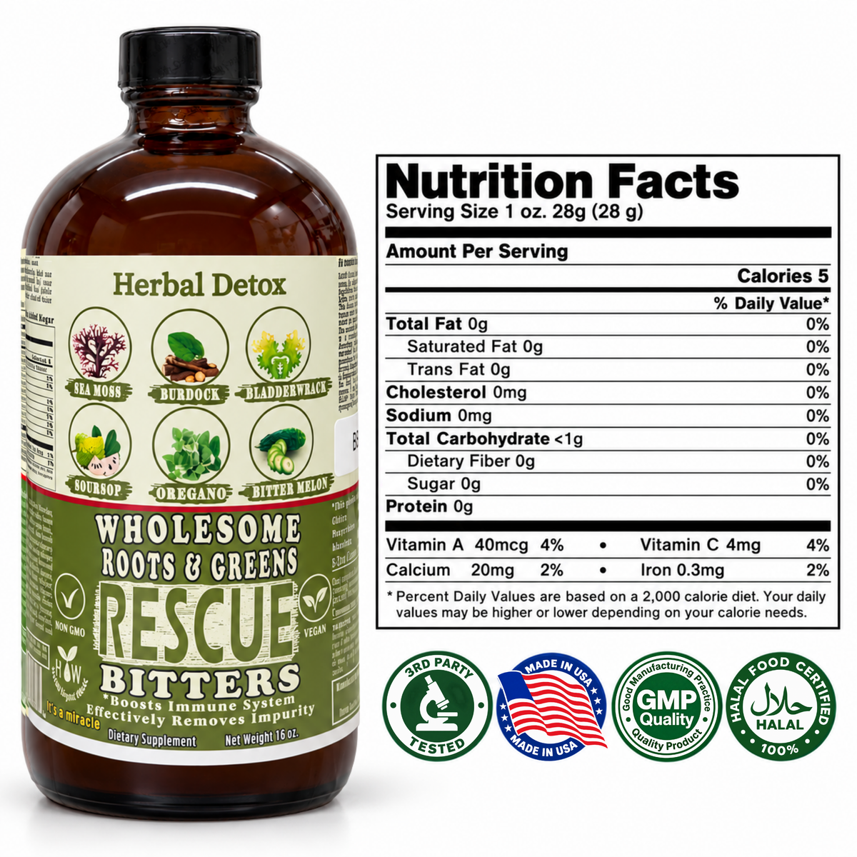 Full Body Detox Supplement | Wholesome Rescue Bitter 16oz
