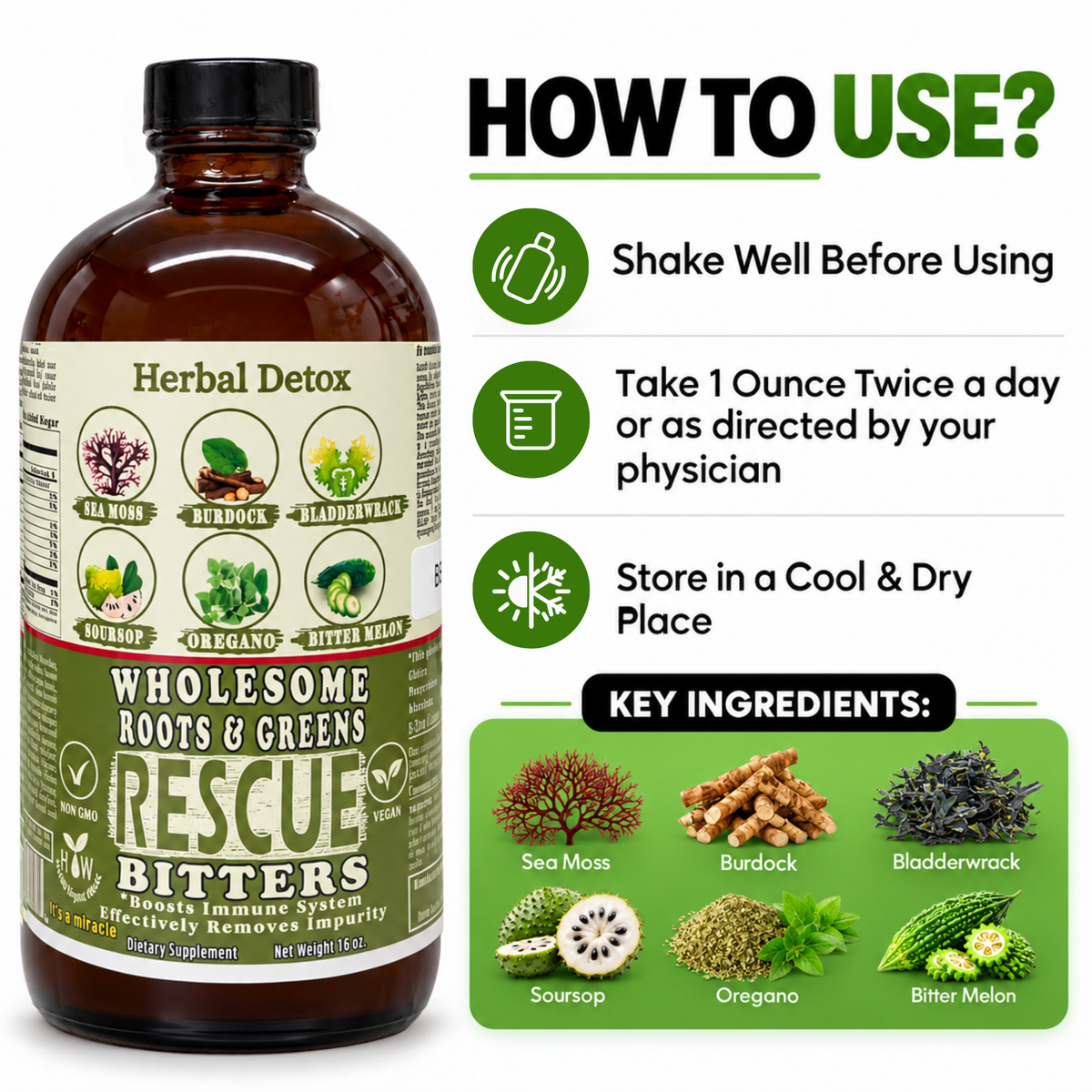 Full Body Detox Supplement | Wholesome Rescue Bitter 16oz