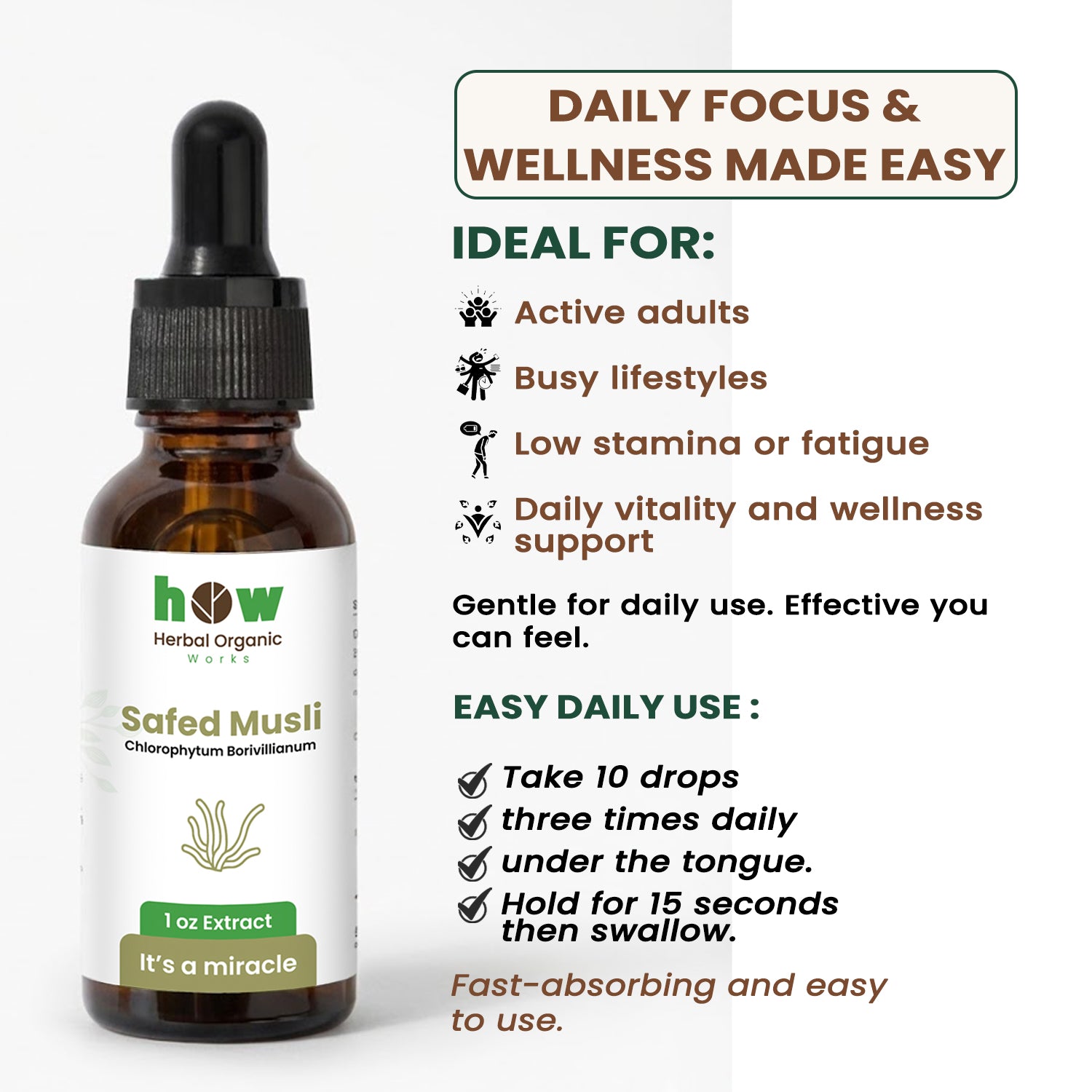 Safed musli extract uses