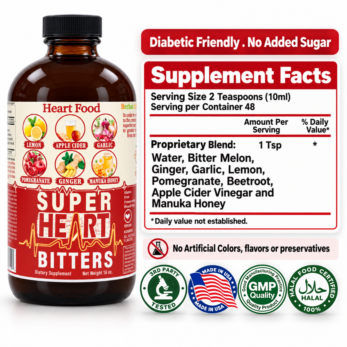 Natural Cholesterol Supplement | Super Heart Bitter 16oz