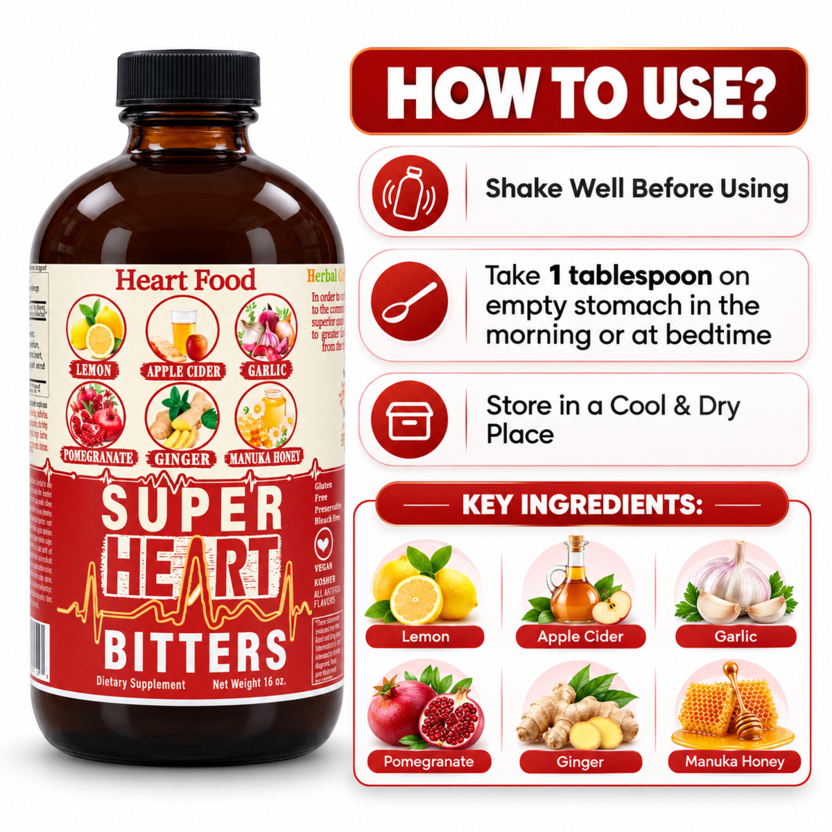 Natural Cholesterol Supplement | Super Heart Bitter 16oz