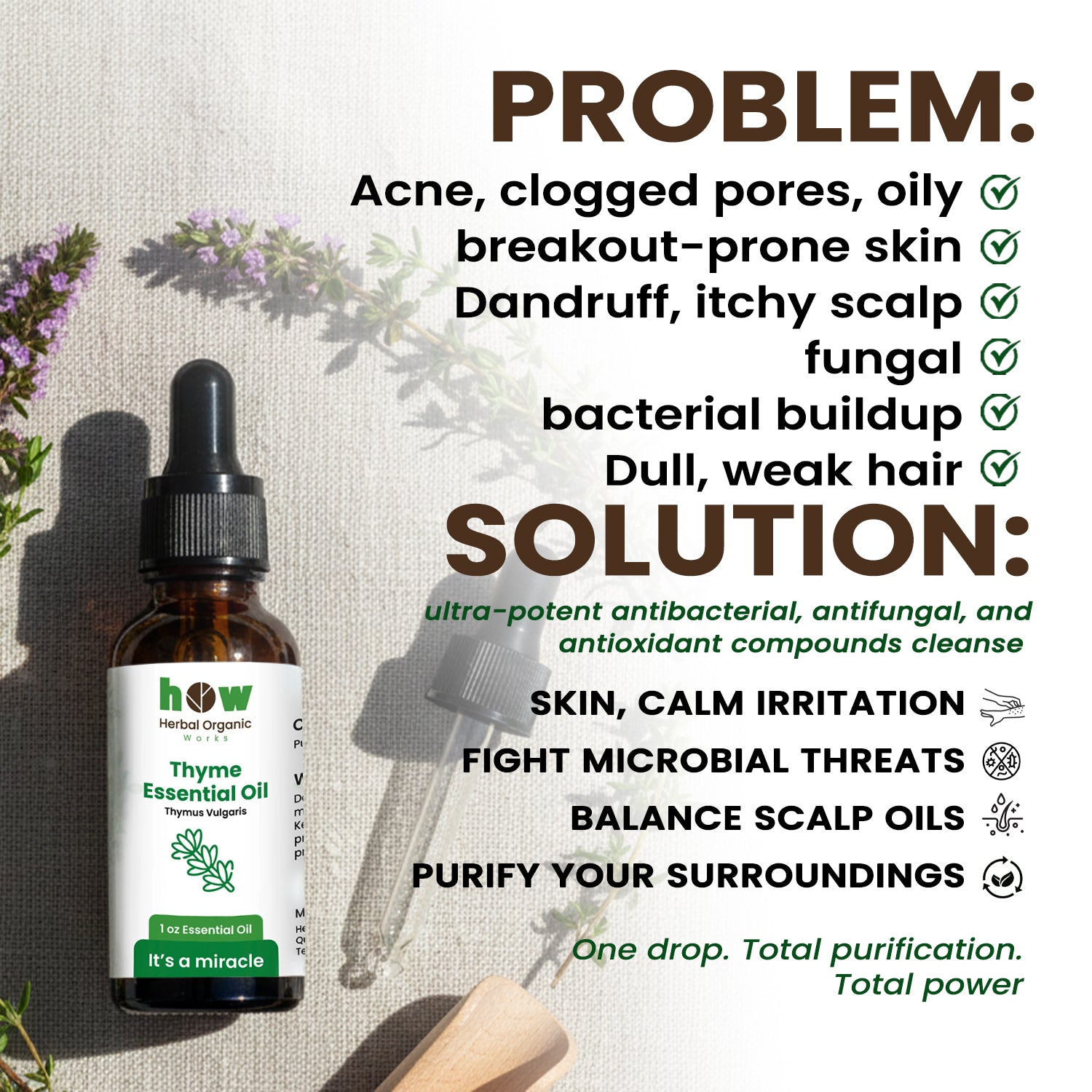 Thyme essential oil problem solution