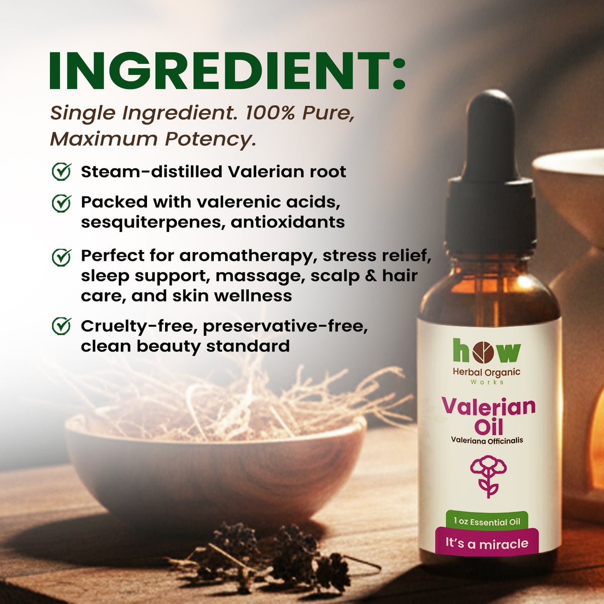 Valerian Root Oil – 100% Pure Botanical Aromatherapy Oil | 1 oz