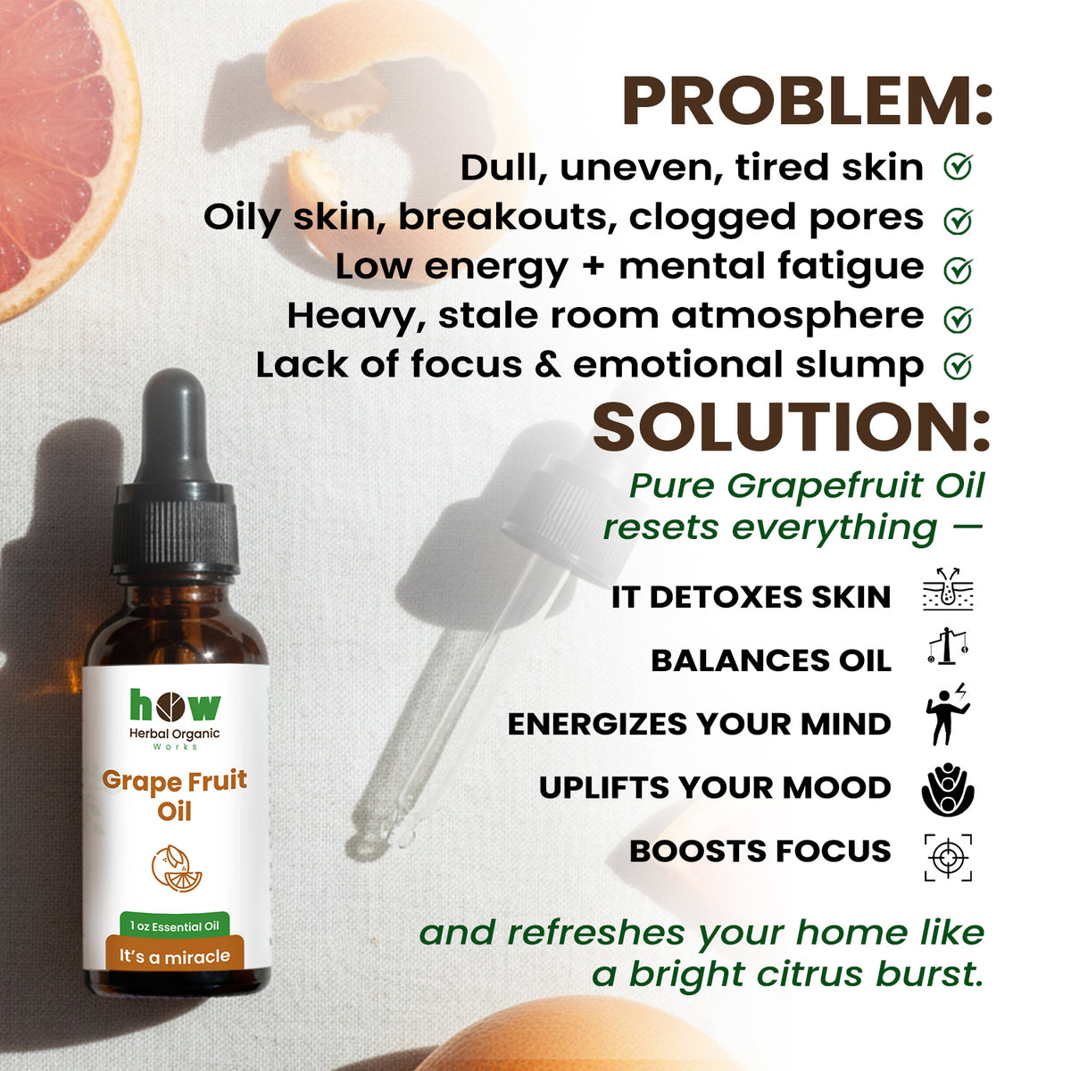 grape fruit oil problems