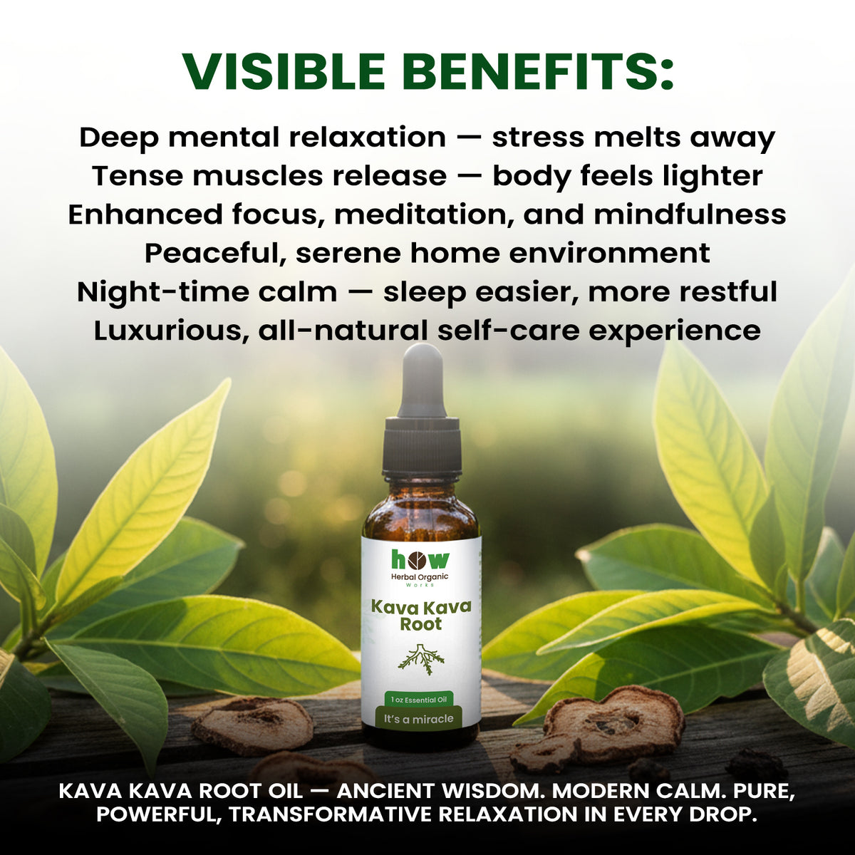 Kava Kava root oil  visible benefits