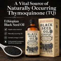 Ethiopian Black Seed Oil 100% Pure, Unfiltered & Cold-Pressed Up To 5.17% TQ