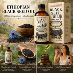 Ethiopian Black Seed Oil 100% Pure, Unfiltered & Cold-Pressed Up To 5.17% TQ