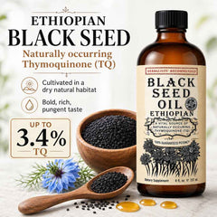 Ethiopian Black Seed Oil 100% Pure, Unfiltered & Cold-Pressed Up To 5.17% TQ