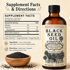 Ethiopian Black Seed Oil 100% Pure, Unfiltered & Cold-Pressed Up To 5.17% TQ