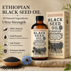 Ethiopian Black Seed Oil 100% Pure, Unfiltered & Cold-Pressed Up To 5.17% TQ