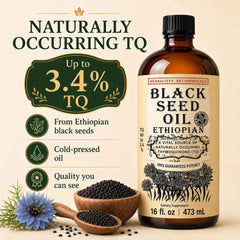 Ethiopian Black Seed Oil 100% Pure, Unfiltered & Cold-Pressed Up To 5.17% TQ